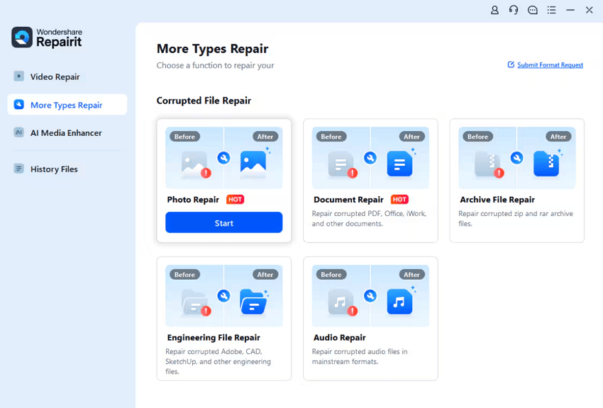 choose photo repair feature